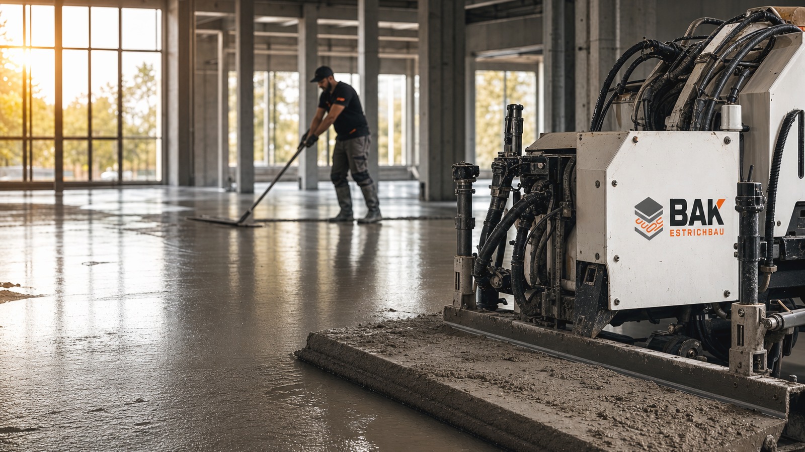 Estrichmaschine auf einer Baustelle in OWL